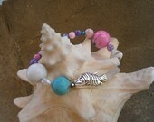 Mixed Media Fish & Rose Quartz Cross Bracelet