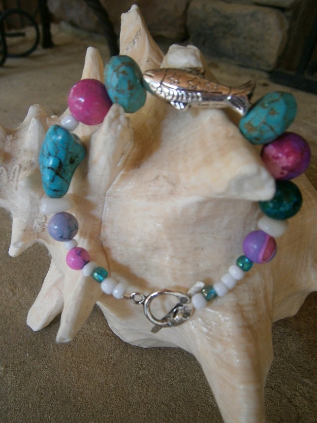 Mixed Media Silver Fish Bracelet