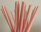 Light Pink and White Chevron paper straws  striped paper straws retro vintage look party straws