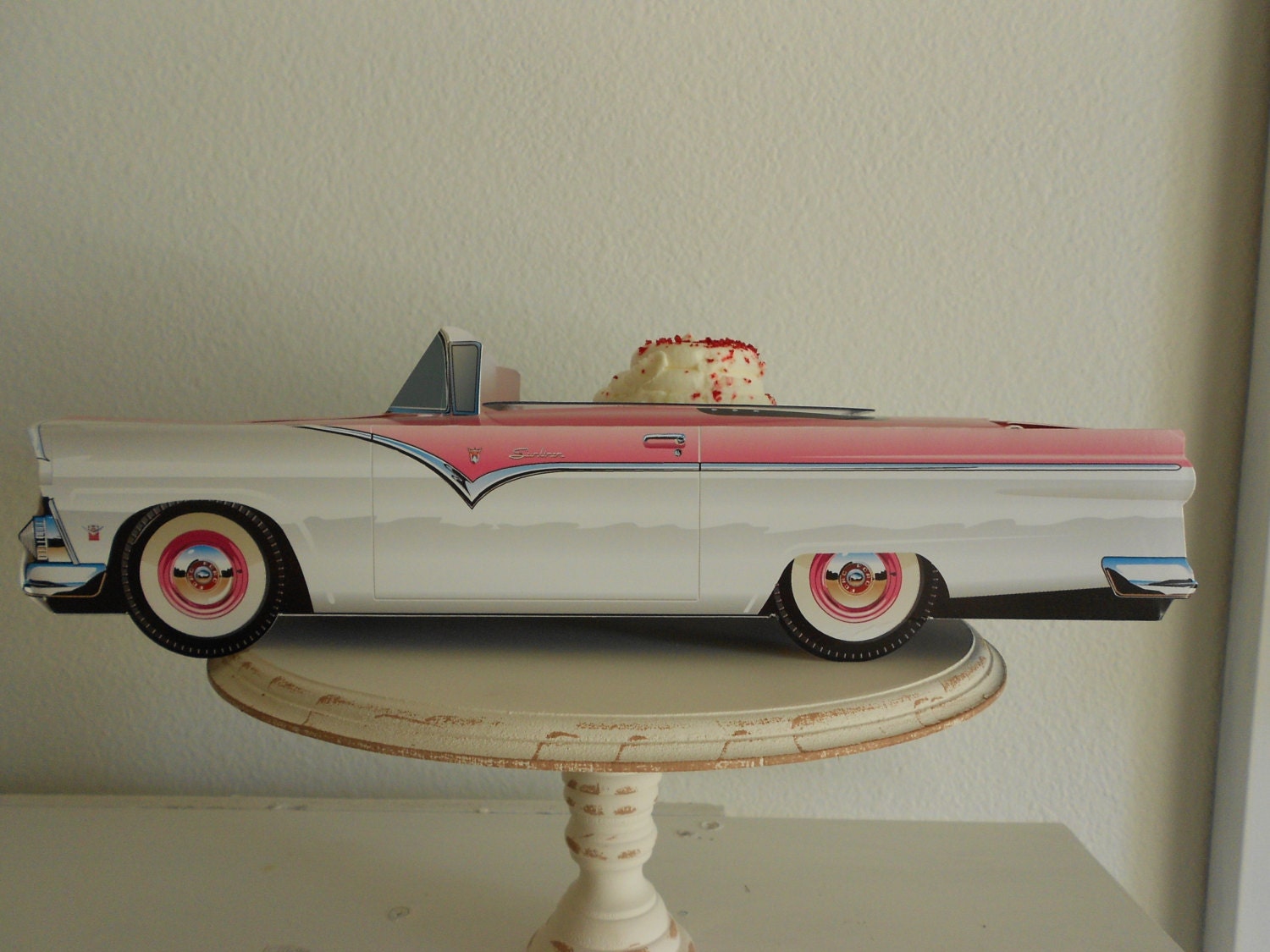 Cute retro 55 pink Ford car food box party box Birthday party treat box set of 5