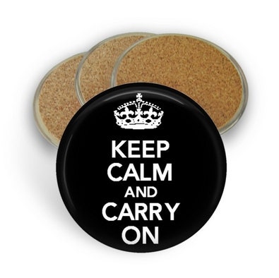 Set of 4 Coasters - Keep Calm and Carry On