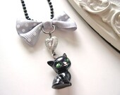 Black  cat Necklace  kawaii cute lolita