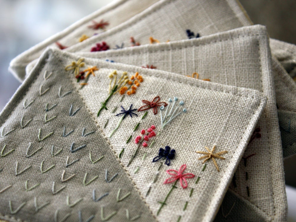 Coaster Textile Fabric Hand Embroidery  how does your garden grow