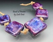 Glass Beads of Passion Leah Deeb Lampwork SRA - 5 Special Purple Tiles