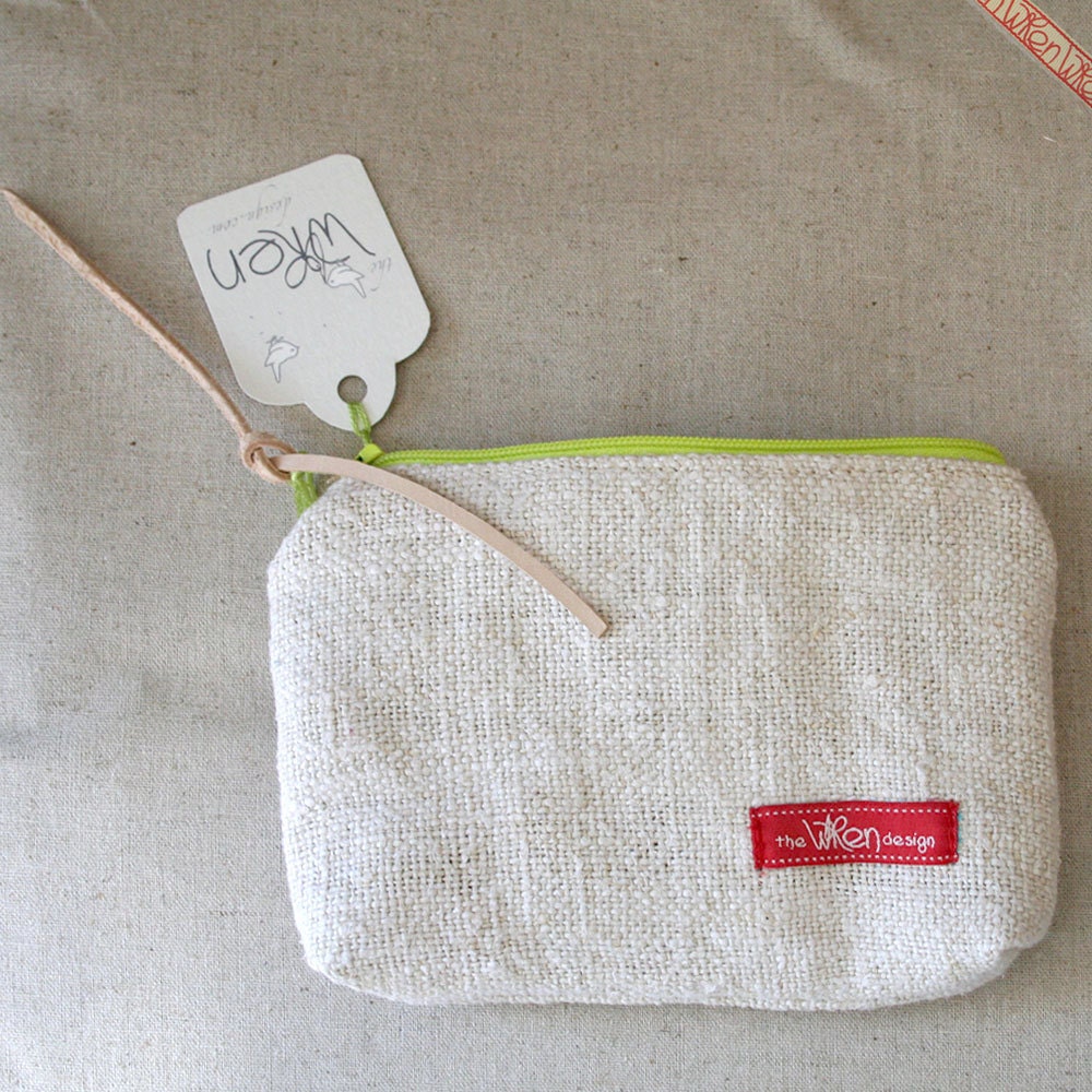 Lime Stripe Antique Linen Zipper (medium)
