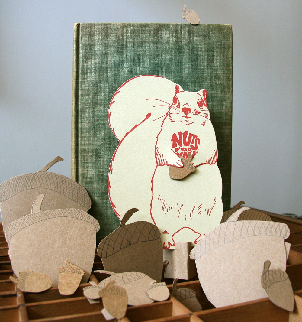 squirrel letterpress gift card