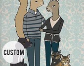 CUSTOM - Animal Couple Portrait - 8X10 Matted Print
