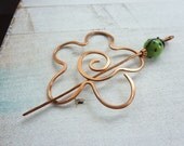 Copper Shawl Pin- Daisy with Ladybug