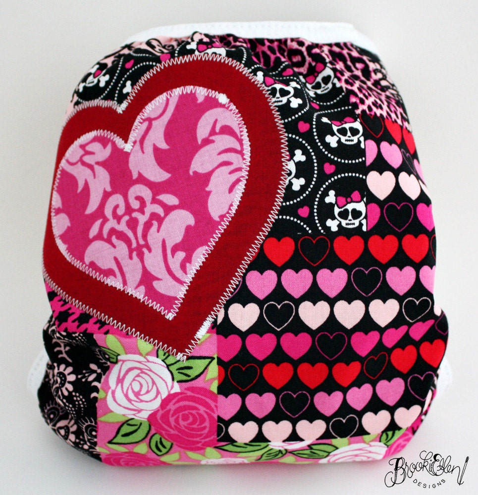 Waterproof diaper cover- Swim Diaper Punk Rock Love One Size Ready to Ship