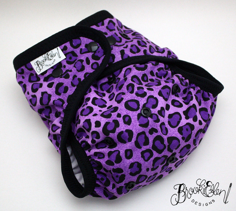 diaper cover swim Diaper Purple Leopard Ready to Ship One Size