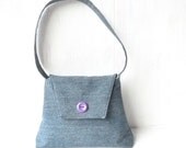 Small Womens Purse - Denim Small Handbag Womens Recycle Bag - Ladies Fabric Small Tote - Vegan Solid Denim
