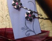 Polly pink and black retro lucite bobby  pins