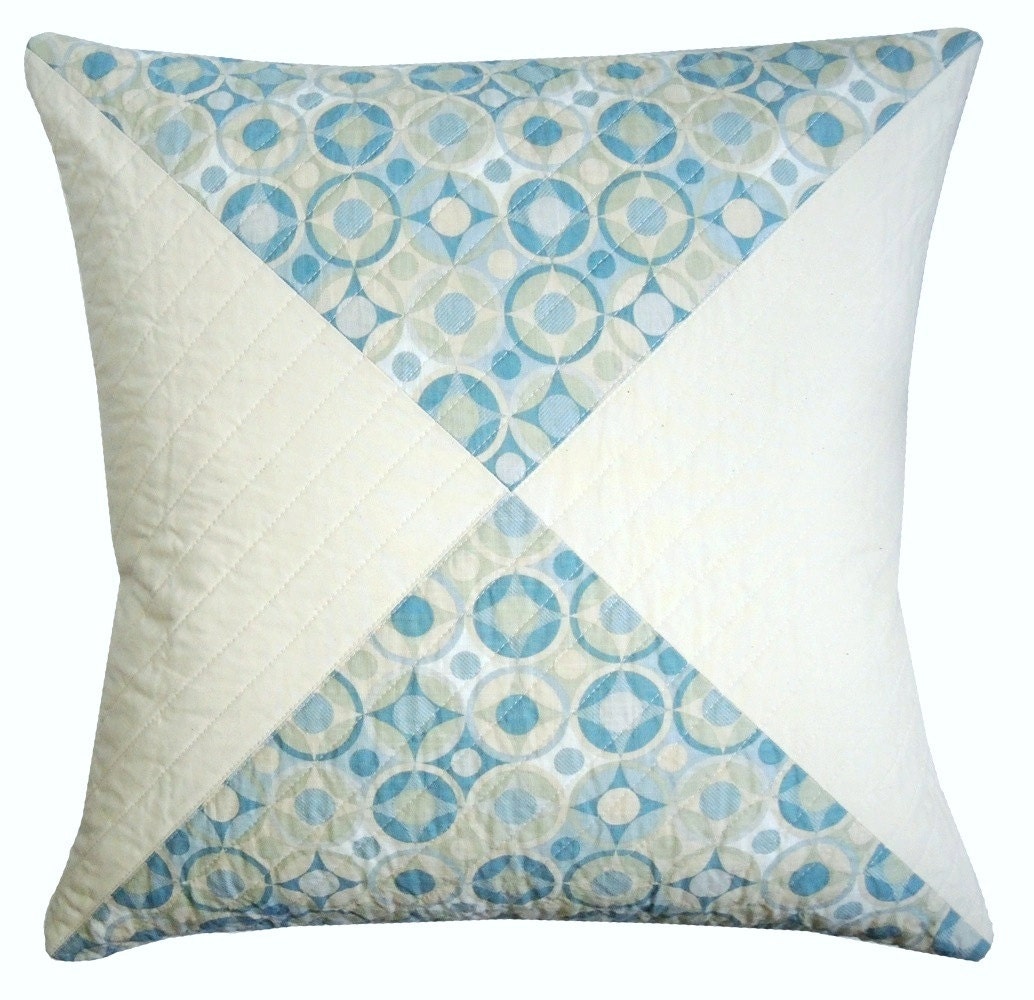 Decorative Throw Pillow - Blue Circles Quarter Square