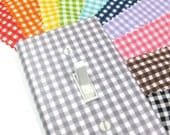 Gingham Nursery Decor Light Switch Cover Red Orange Yellow Blue Green Pink Purple Navy Blue Black Gray