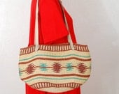 vintage 1980s / jute bag / tote bag / purse / Aztec / South Western