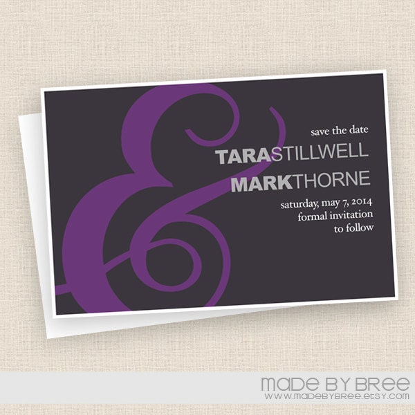 Modern Ampersand - Gray and Purple Wedding - Save the Date