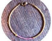 simple Stacking bracelet - gold, pink and geometric brass beads