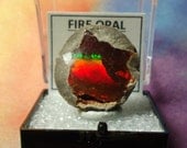 FIRE OPAL GEODE Natural Rainbow Flash Opal Gemstone In Perky Mineral Specimen Box From Ethiopia