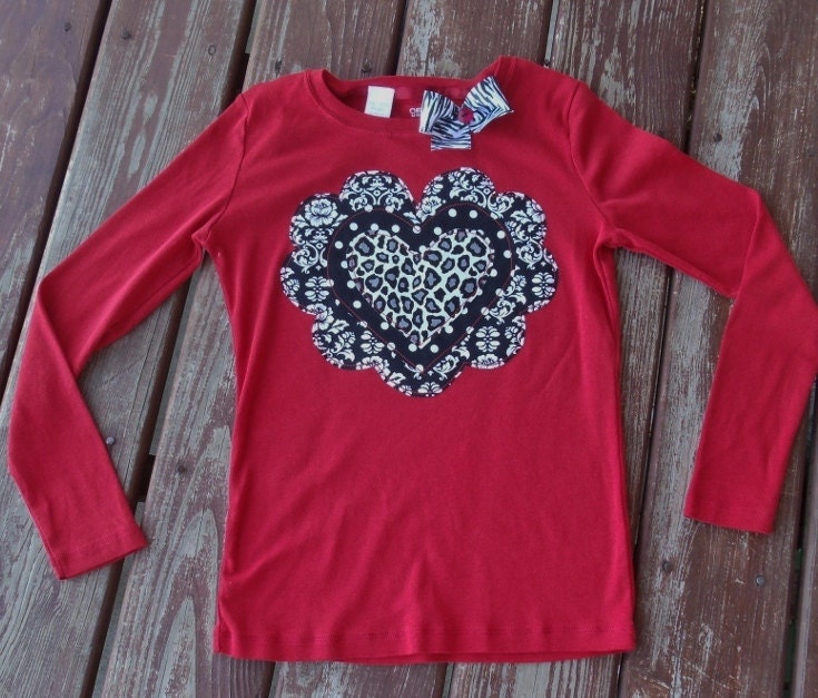 Valentines Day "LOVE WILD" collection  Girls tee  size  6-12-18-24 month and 2-3-4-5-6-7-8 with zebra / cheetah / damask / dots