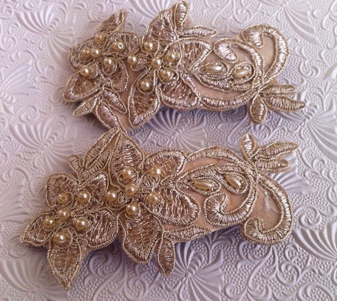One ivory pearl and lace slim barrette ponytail holder -  hair accessory all hair types occasions holiday wedding party