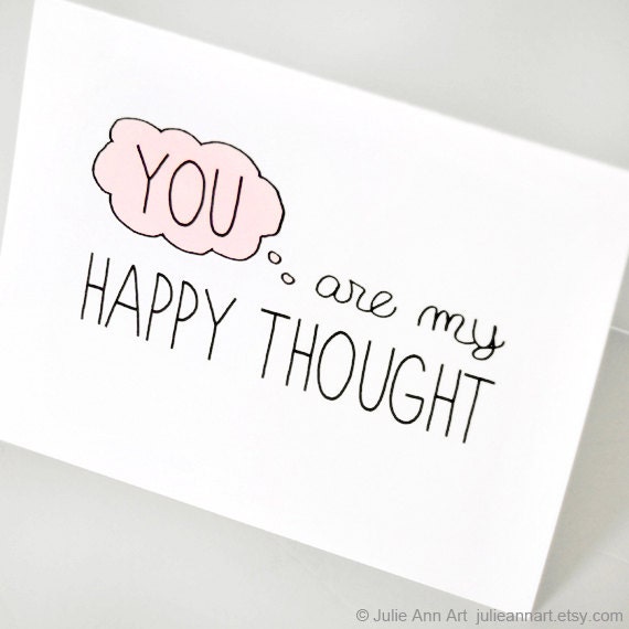 Anniversary Card. You're My Happy Thought. Pink, Black, White.