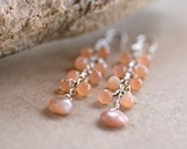 Peach Moonstone Sterling Silver Handmade Earrings