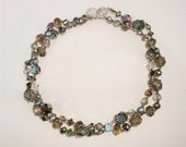 Beautiful Chunky Crystal and Pearl Bridal necklace with crystal magnetic ball clasp