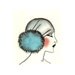 Art Deco Flapper Girl - Blue Pom Pom - 4 X 6 print