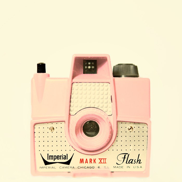 Vintage camera PHOTO, pink camera PRINT, mid century modern, hipster, camera love, pale pink, film - Think Pink 8x8 PRINT