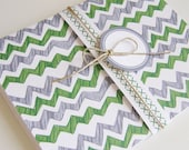 Printable and Editable Card, Envelope and Matching Gift Tags (PDF Blank Inside) - GREEN Chevron