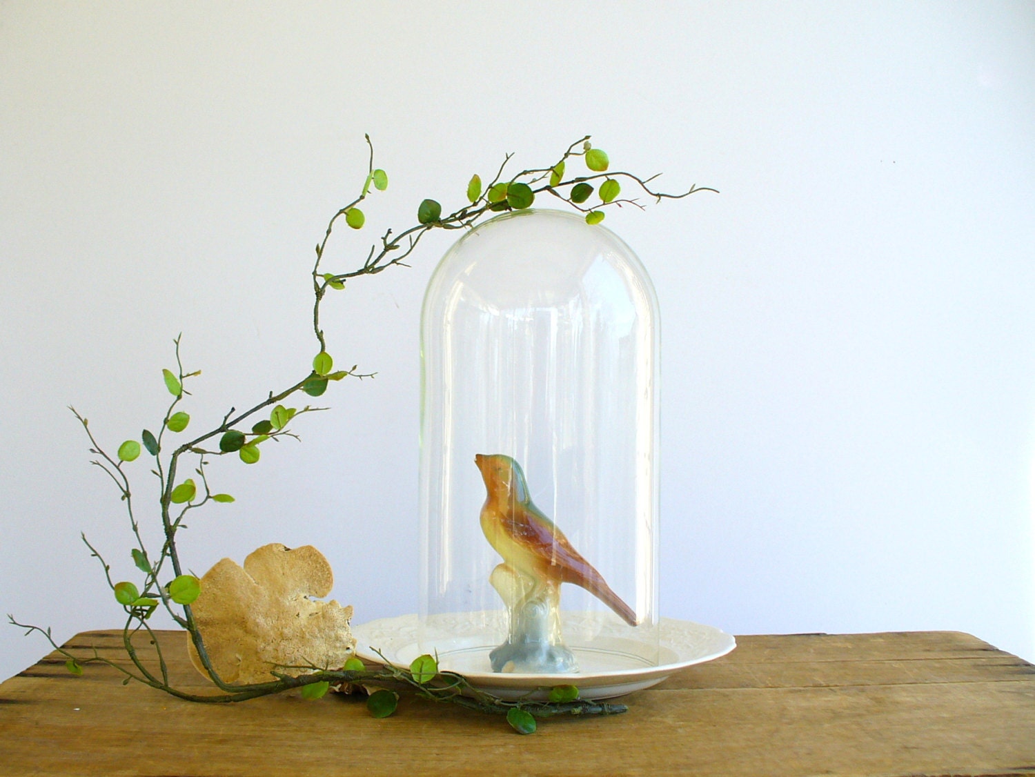 Vintage Glass Dome Cloche Large Display Garden, Figurine