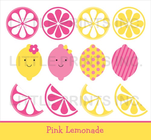 Pink Lemonade Lemon Clip Art INSTANT DOWNLOAD Il_570xn