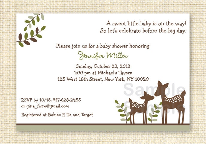 Baby Deer Forest Printable Baby Shower Invitation