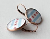 Chicago Flag Earrings with Gift Box Included