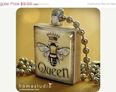 Moving Sale - QUEEN BEE : a pendant charm made from a Scrabble Game Tile piece