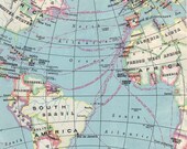 1957 Map of Atlantic Ocean Exploration
