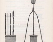 Vintage  Architectural Plate Ironwork French Posts and Pickets Gate Braces and Lantern Miles Brewton House Charleston South Carolina.