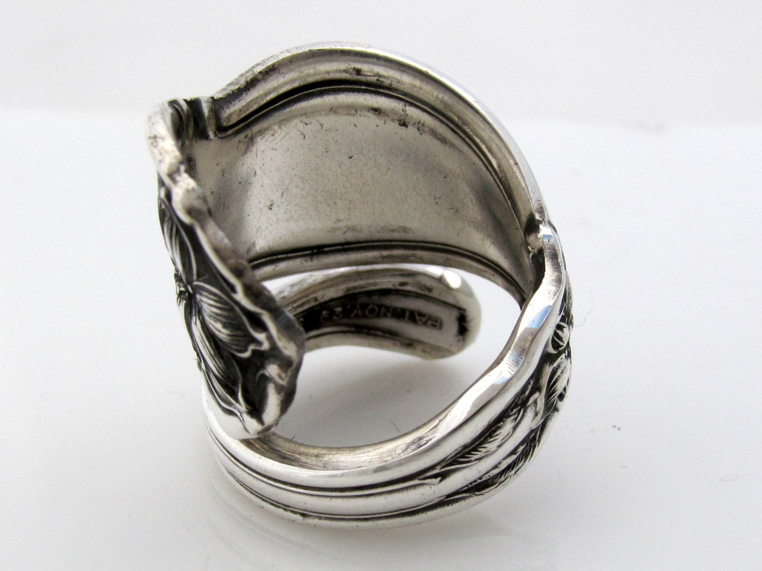 Silver Art Nouveau Orange Blossom Size 7 Wrapped 1910 Floral Rogers Spoon Ring Silverware Antique