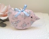 Mini Lavender Bird in Pale Pink Blossom, Pastel Spring Flowers Home Decoration