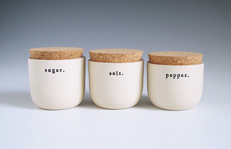 sugar, salt & pepper jars.