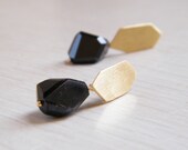 Black Onyx Gold Earrings, Gold Gemstone Earrings, Gold Dangle Earrings, Nickel Free Earrings, OOAK