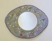Sacred mirror mosaic cosmic egg oval mixed media inlay