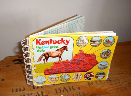 Kentucky Postcard Notebook, blue grass state, vintage postcard notebook