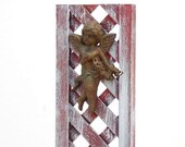 Miniature Garden Trellis with Cherub Fairy or Terrarium, Antiqued and Aged