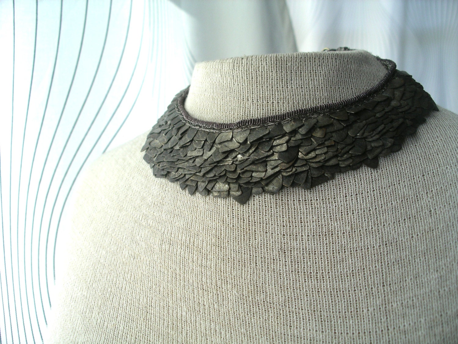 bib necklace bronze metal industrial