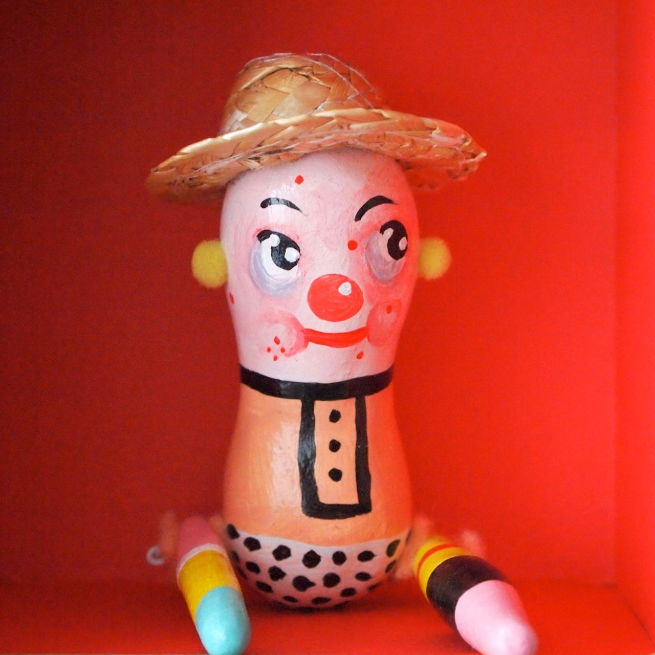 Miniature Clay doll, art doll Hand Painted sculpture, Lenny