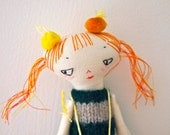 Cloth display doll, embroidered linen Little Oshi doll