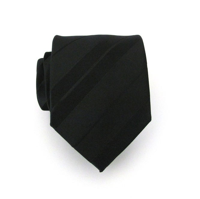 Black Tie - Black Tonal Striped Silk Necktie