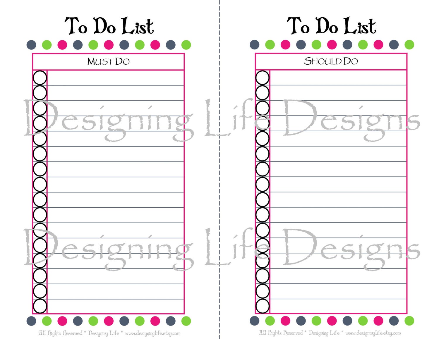 To Do List Printable - 5.5 x 8.5 - Must Do, Should Do, Want to Do Checklist