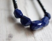 Nighttime Necklace. Spinel Facet Beads and Dark Blue Agate. Beaded Necklace.